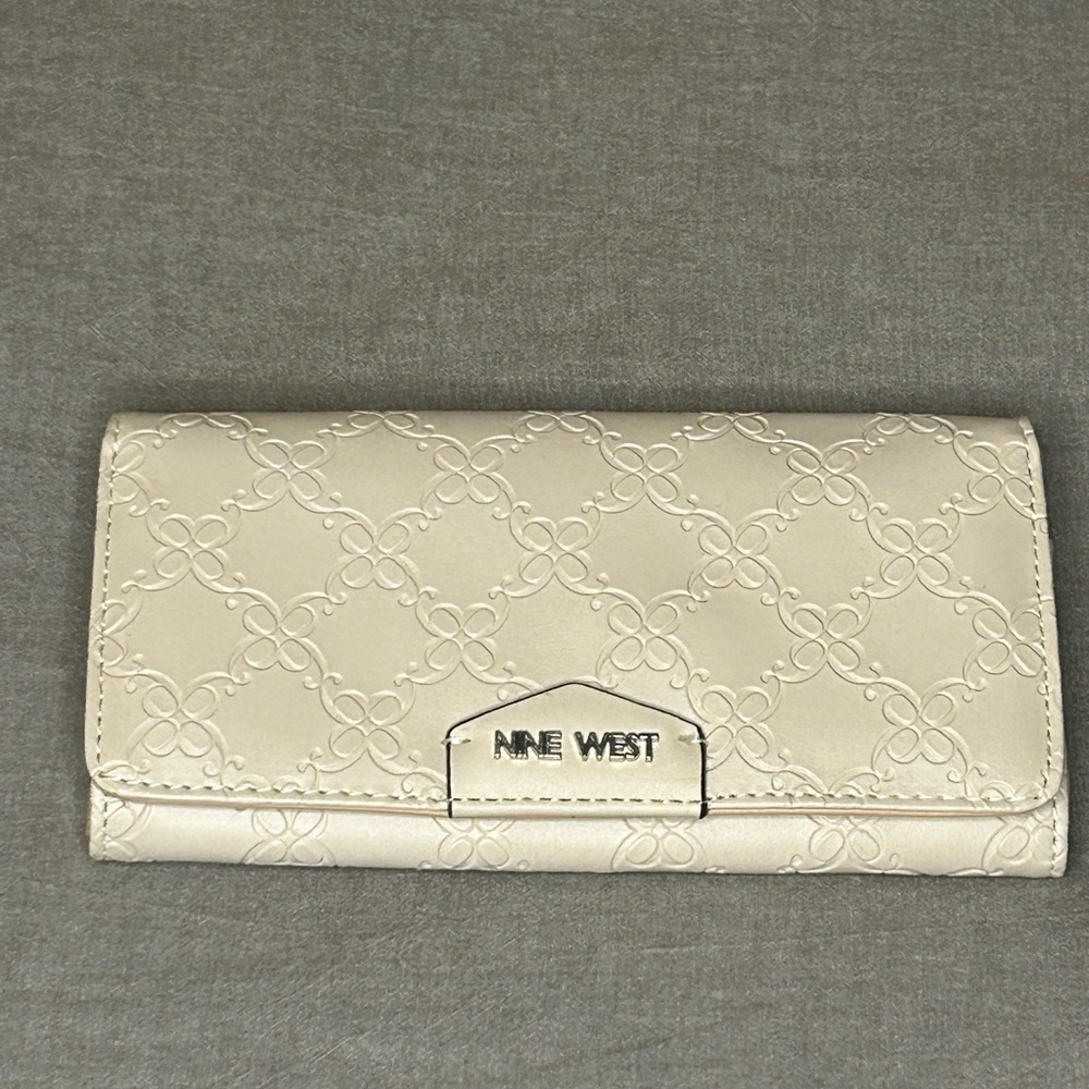 Nine West Cream Embossed Clutch Wallet